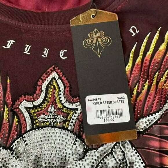 Affliction Black Label hyper speed jewel graphic black tshirt women's large - Picture 5 of 7